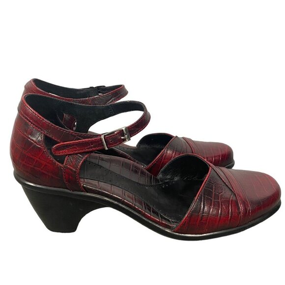 Dansko leather Mary Jane clogs oxblood croc embossed women's 39 - Picture 5 of 12